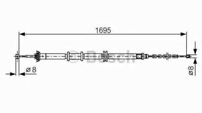 Cablu frana de parcare CITROËN NEMO caroserie AA BOSCH 1 987 482 205