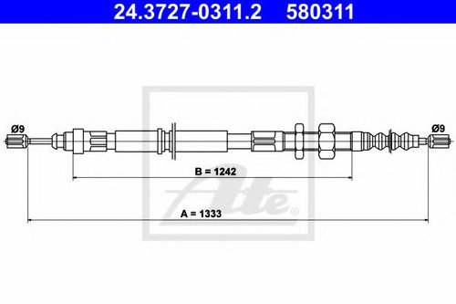 Cablu, frana de parcare CITROEN XANTIA (X1) (1993 - 1998) ATE 24.3727-0311.2 piesa NOUA