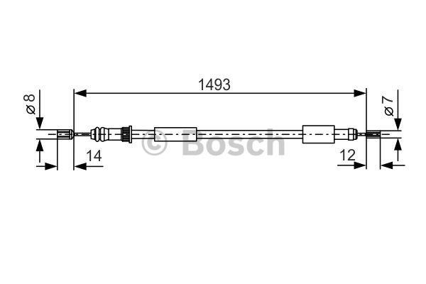 Cablu, frana de parcare dreapta (1987477271 BOSCH) PEUGEOT