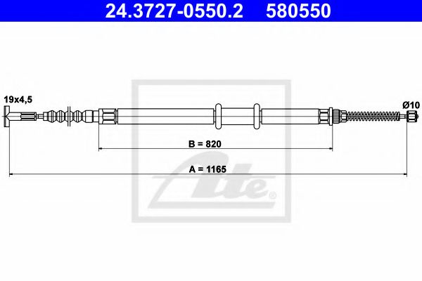 Cablu, frana de parcare FIAT MULTIPLA (186) (1999 - 2010) ATE 24.3727-0550.2 piesa NOUA