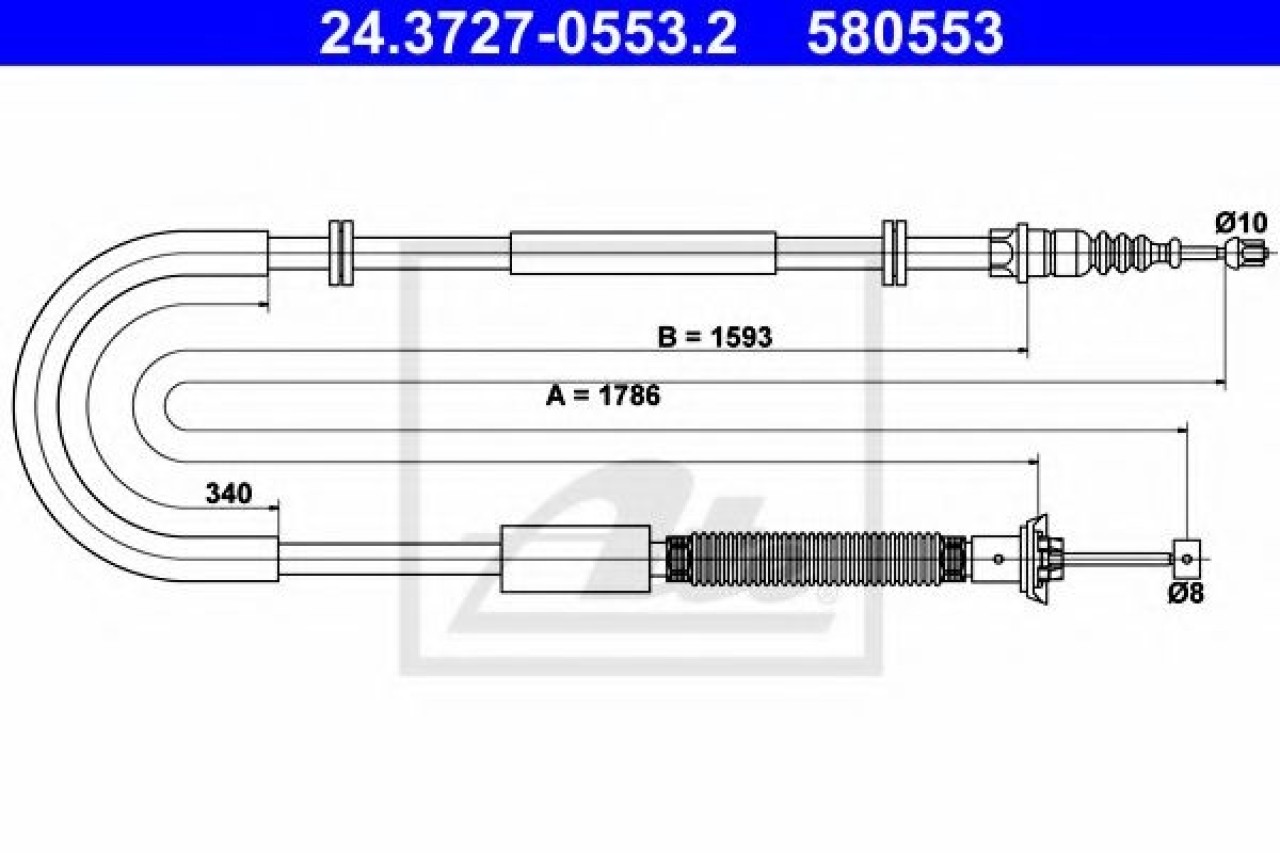 Cablu, frana de parcare FIAT STILO (192) (2001 - 2010) ATE 24.3727-0553.2 piesa NOUA
