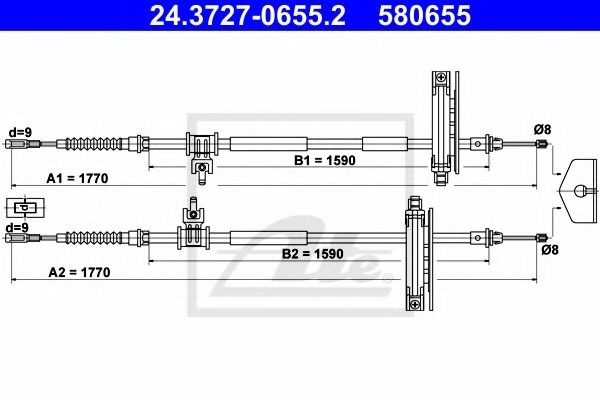 Cablu, frana de parcare FORD FOCUS Combi (DNW) (1999 - 2007) ATE 24.3727-0655.2 piesa NOUA