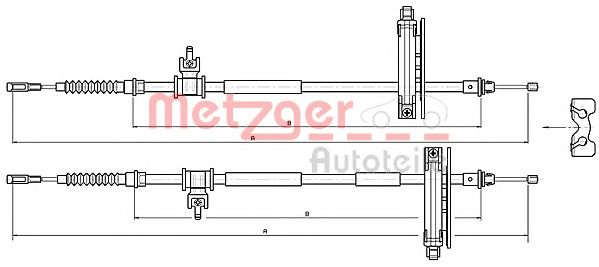 Cablu, frana de parcare FORD FOCUS (DAW, DBW) (1998 - 2007) METZGER 10.5359 piesa NOUA