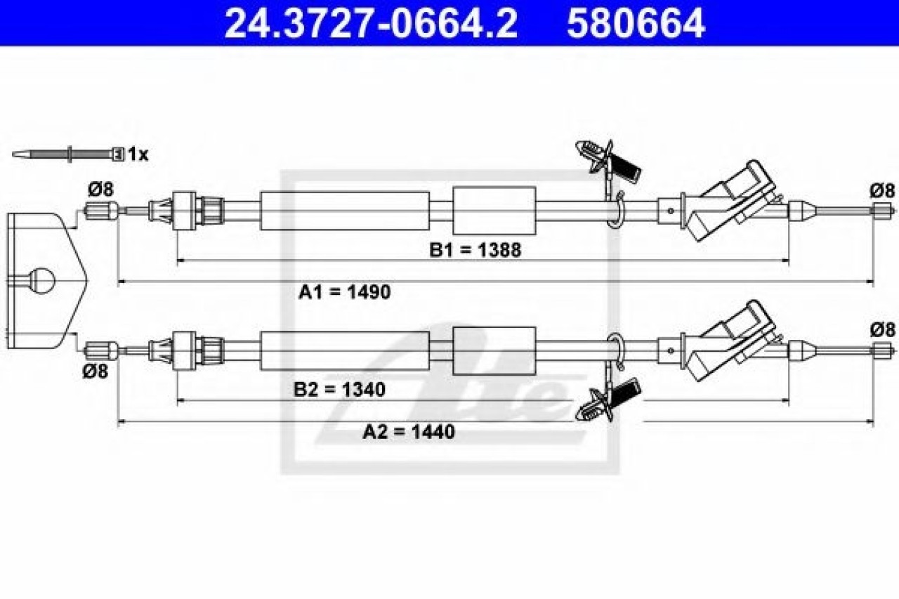 Cablu, frana de parcare FORD FOCUS II Combi (DA) (2004 - 2012) ATE 24.3727-0664.2 piesa NOUA