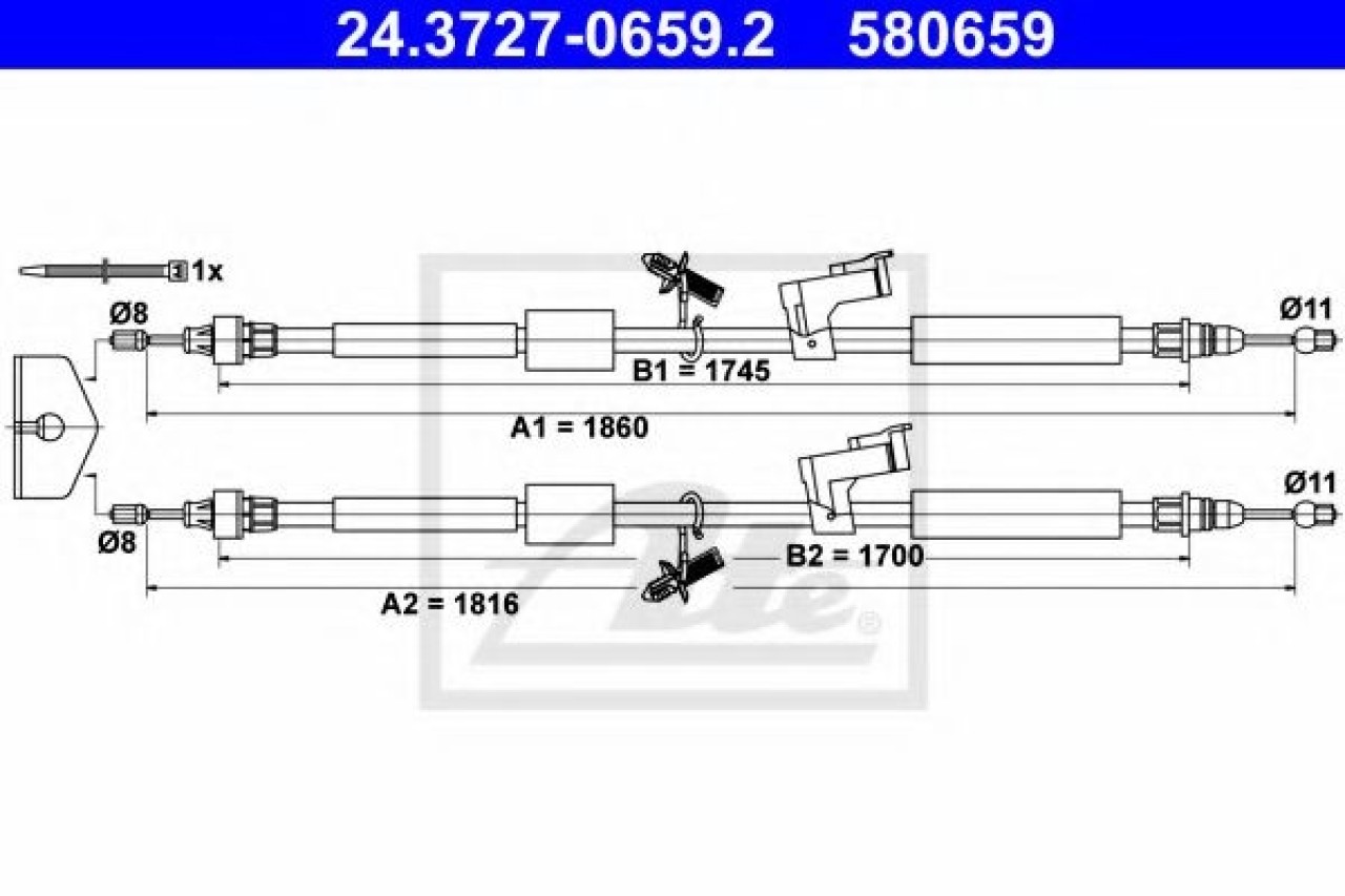 Cablu, frana de parcare FORD FOCUS II (DA) (2004 - 2012) ATE 24.3727-0659.2 piesa NOUA
