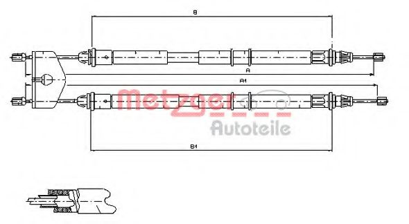 Cablu, frana de parcare FORD FUSION (JU) (2002 - 2012) METZGER 11.5453 piesa NOUA