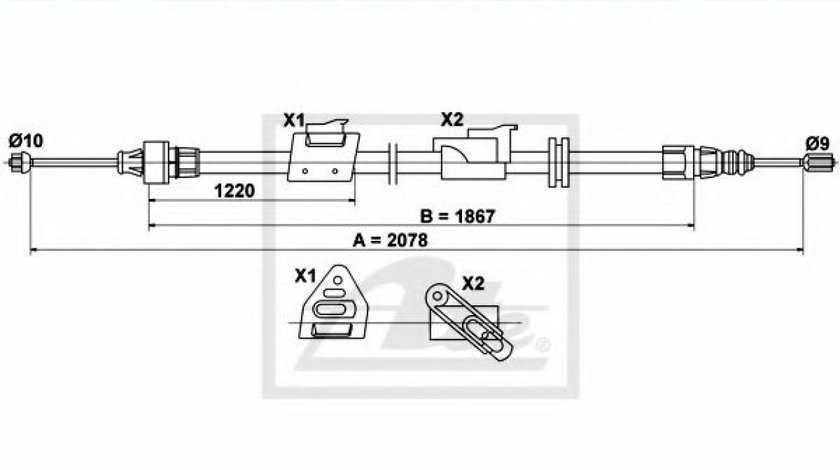 Cablu, frana de parcare FORD S-MAX (WA6) (2006 - 2016) ATE 24.3727-0676.2 piesa NOUA