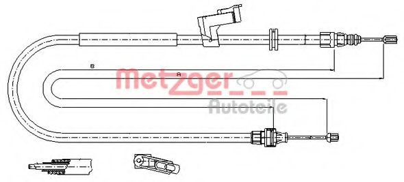 Cablu, frana de parcare FORD S-MAX (WA6) (2006 - 2016) METZGER 11.5494 piesa NOUA