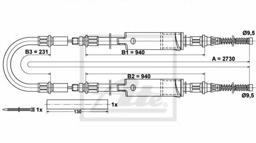 Cablu, frana de parcare FORD TRANSIT bus (E) (1994 - 2000) ATE 24.3727-0637.2 piesa NOUA