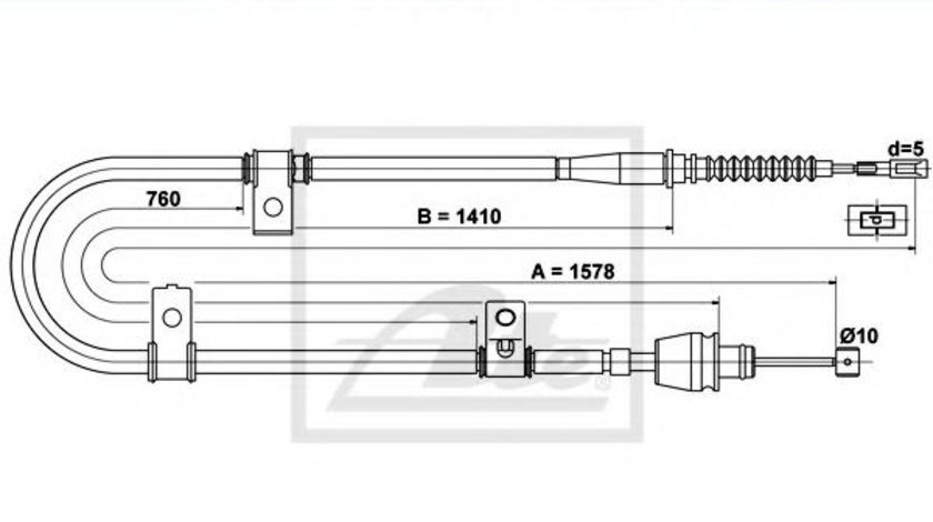 Cablu, frana de parcare HYUNDAI ELANTRA (XD) (2000 - 2006) ATE 24.3727-3112.2 piesa NOUA