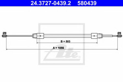 Cablu, frana de parcare MERCEDES A-CLASS (W168) (1997 - 2004) ATE 24.3727-0439.2 piesa NOUA