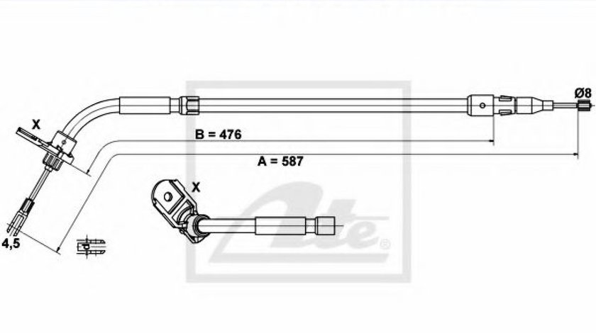 Cablu, frana de parcare MERCEDES A-CLASS (W169) (2004 - 2012) ATE 24.3727-0452.2 piesa NOUA