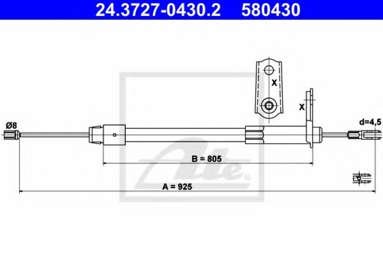 Cablu, frana de parcare MERCEDES C-CLASS T-Model (S203) (2001 - 2007) ATE 24.3727-0430.2 piesa NOUA