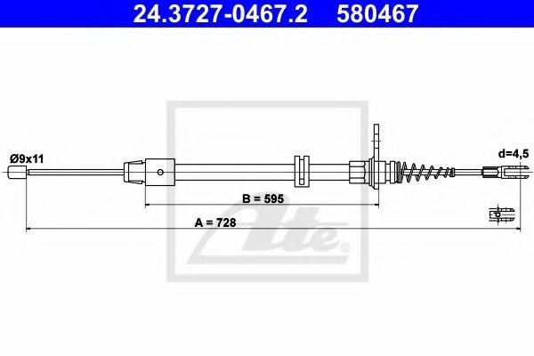 Cablu, frana de parcare MERCEDES E-CLASS Cabriolet (A207) (2010 - 2016) ATE 24.3727-0467.2 piesa NOUA