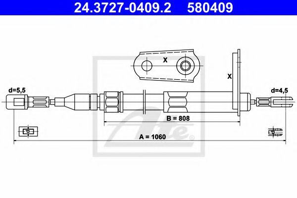 Cablu, frana de parcare MERCEDES E-CLASS Cupe (C124) (1993 - 1997) ATE 24.3727-0409.2 piesa NOUA