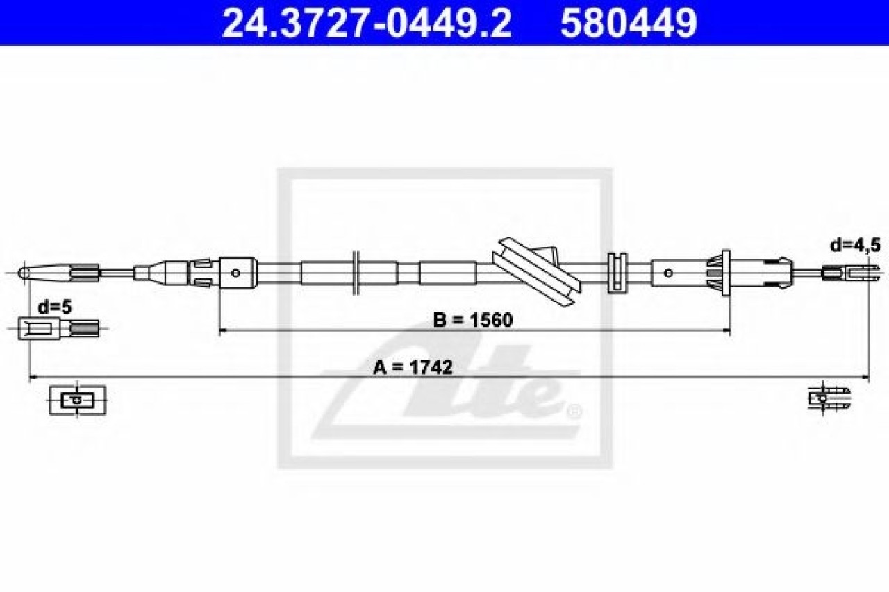 Cablu, frana de parcare MERCEDES E-CLASS T-Model (S211) (2003 - 2009) ATE 24.3727-0449.2 piesa NOUA
