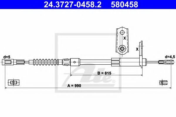 Cablu, frana de parcare MERCEDES S-CLASS Cupe (C215) (1999 - 2006) ATE 24.3727-0458.2 piesa NOUA