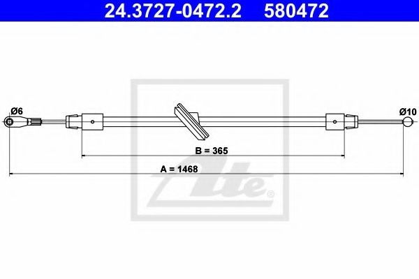 Cablu, frana de parcare MERCEDES SPRINTER 3,5-t platou / sasiu (906) (2006 - 2016) ATE 24.3727-0472.2 piesa NOUA