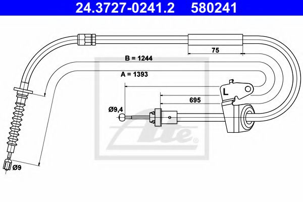 Cablu, frana de parcare MINI MINI (R56) (2006 - 2013) ATE 24.3727-0241.2 piesa NOUA