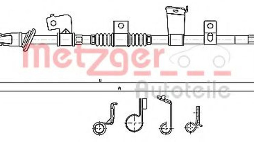 Cablu, frana de parcare MITSUBISHI ASX (GA_W) (2010 - 2016) METZGER 17.2299 piesa NOUA