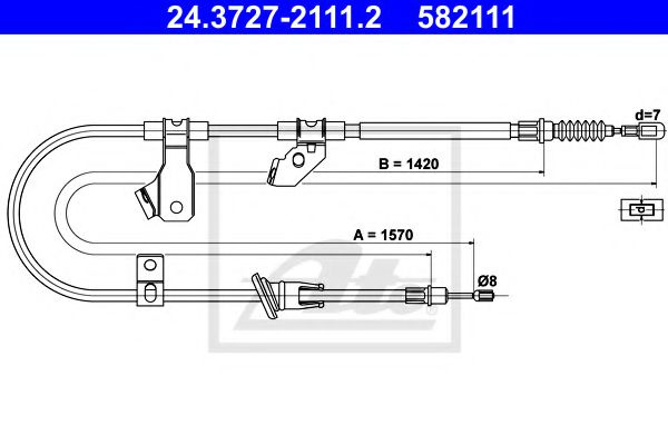 Cablu, frana de parcare MITSUBISHI COLT VI (Z3, Z2) (2002 - 2012) ATE 24.3727-2111.2 piesa NOUA