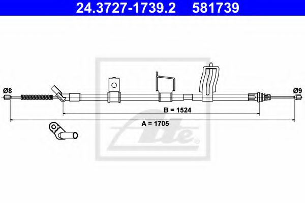 Cablu, frana de parcare NISSAN QASHQAI (J11) (2013 - 2016) ATE 24.3727-1739.2 piesa NOUA