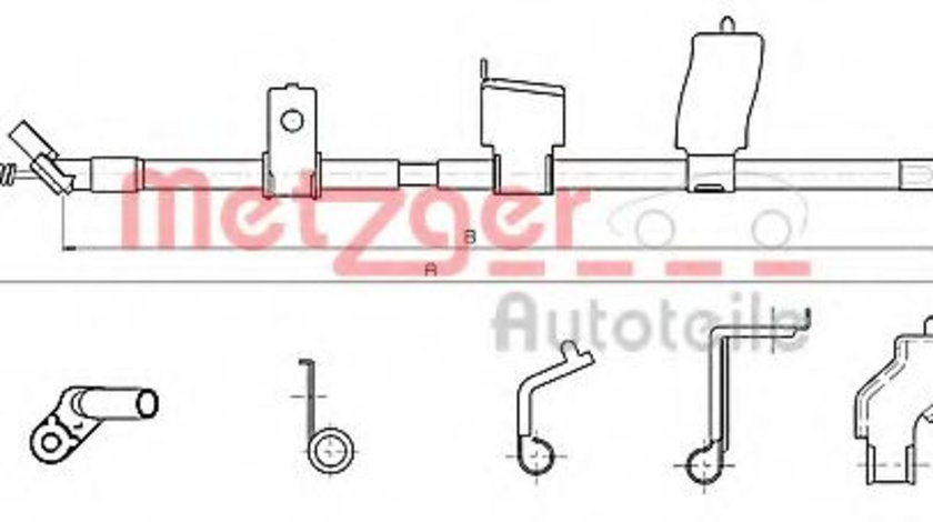 Cablu, frana de parcare NISSAN QASHQAI / QASHQAI +2 (J10, JJ10) (2007 - 2013) METZGER 17.0327 piesa NOUA