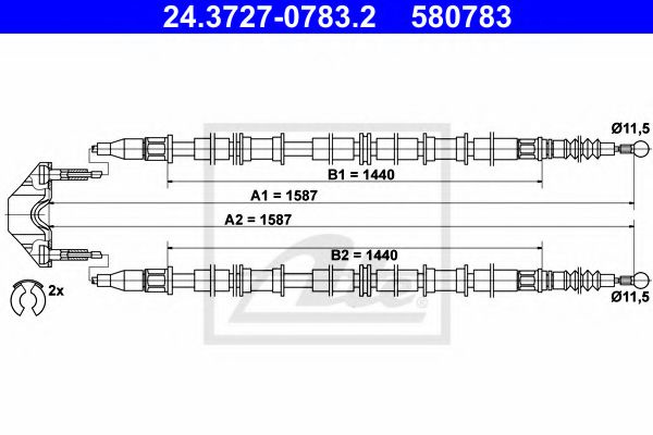 Cablu, frana de parcare OPEL ASTRA G Hatchback (F48, F08) (1998 - 2009) ATE 24.3727-0783.2 piesa NOUA