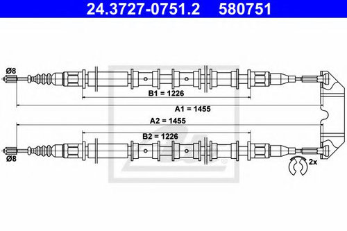 Cablu, frana de parcare OPEL VECTRA B Hatchback (38) (1995 - 2003) ATE 24.3727-0751.2 piesa NOUA