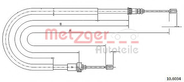 Cablu, frana de parcare PEUGEOT 206+ (T3E) (2009 - 2016) METZGER 10.6034 piesa NOUA