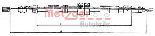Cablu, frana de parcare PEUGEOT 306 Hatchback (7A, 7C, N3, N5) (1993 - 2003) METZGER 10.6025 piesa N...