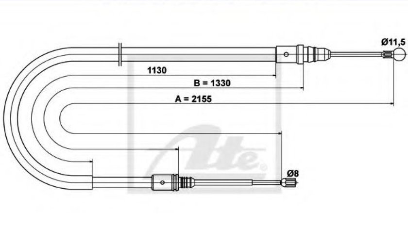 Cablu, frana de parcare PEUGEOT 407 (6D) (2004 - 2016) ATE 24.3727-0844.2 piesa NOUA