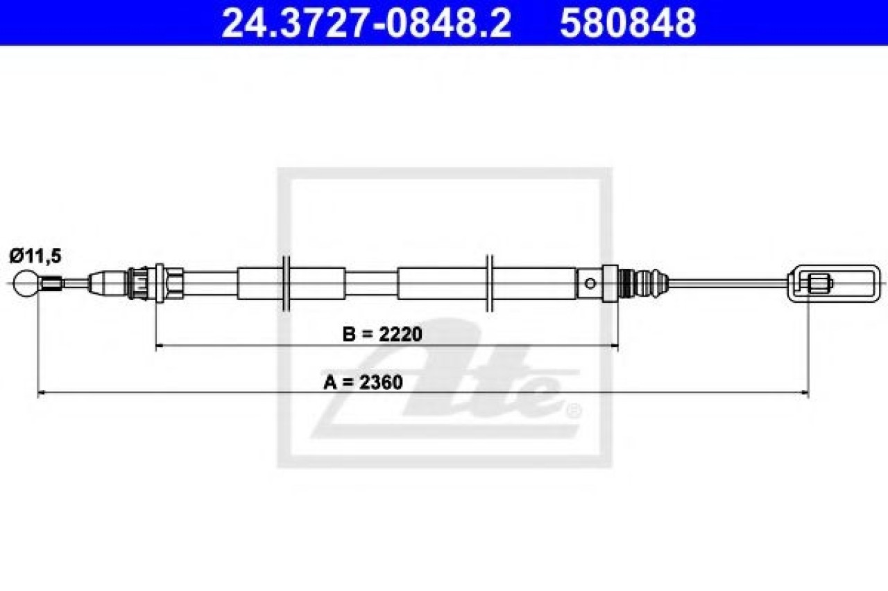 Cablu, frana de parcare PEUGEOT 807 (E) (2002 - 2016) ATE 24.3727-0848.2 piesa NOUA