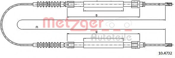 Cablu, frana de parcare PEUGEOT BOXER bus (230P) (1994 - 2002) METZGER 10.4732 piesa NOUA