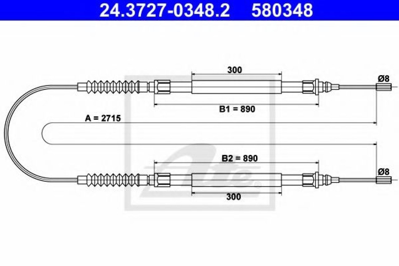 Cablu, frana de parcare PEUGEOT BOXER bus (244, Z) (2001 - 2016) ATE 24.3727-0348.2 piesa NOUA