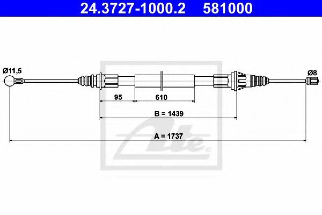 Cablu, frana de parcare RENAULT MASTER II bus (JD) (1998 - 2010) ATE 24.3727-1000.2 piesa NOUA