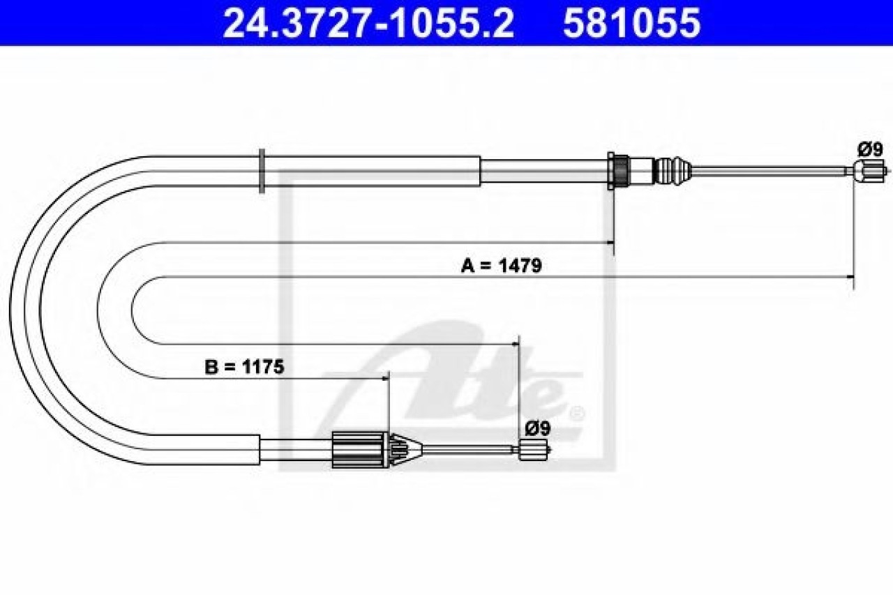 Cablu, frana de parcare RENAULT SCENIC I (JA0/1) (1999 - 2003) ATE 24.3727-1055.2 piesa NOUA