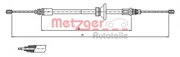 Cablu, frana de parcare RENAULT TRAFIC II bus (JL) (2001 - 2014) METZGER 11.6801 piesa NOUA