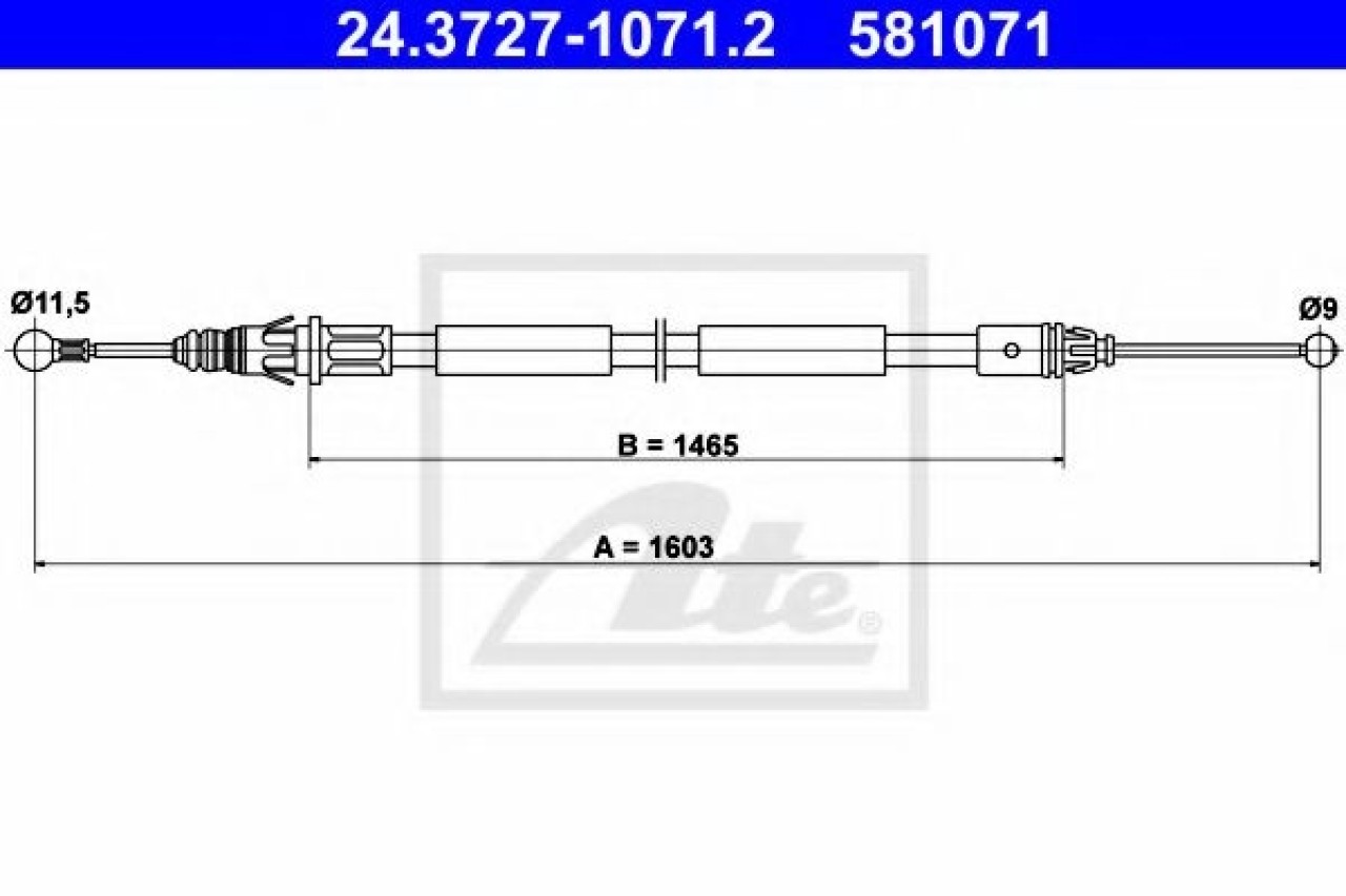 Cablu, frana de parcare RENAULT TRAFIC II platou / sasiu (EL) (2001 - 2014) ATE 24.3727-1071.2 piesa NOUA