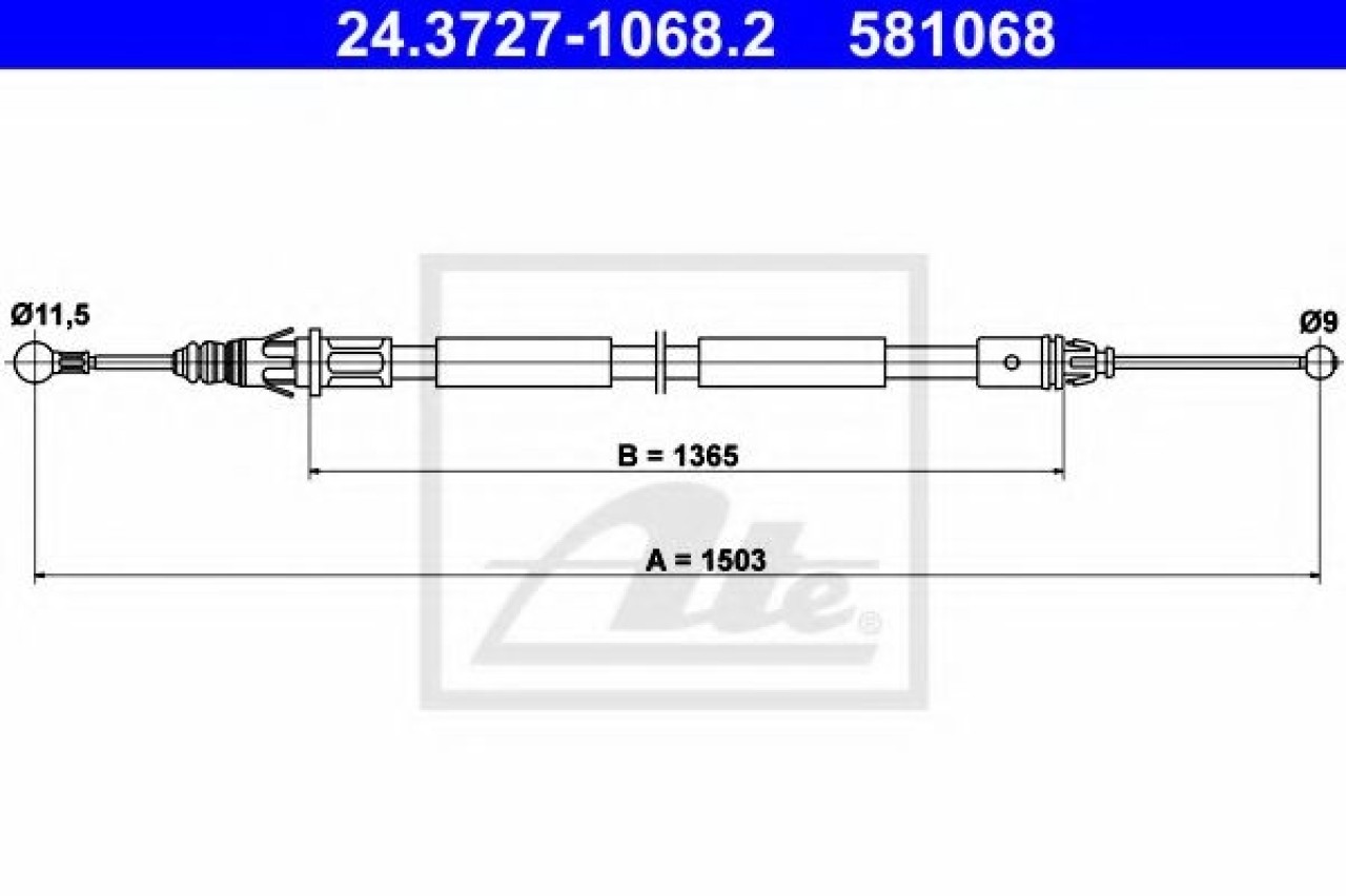 Cablu, frana de parcare RENAULT TRAFIC II caroserie (FL) (2001 - 2014) ATE 24.3727-1068.2 piesa NOUA