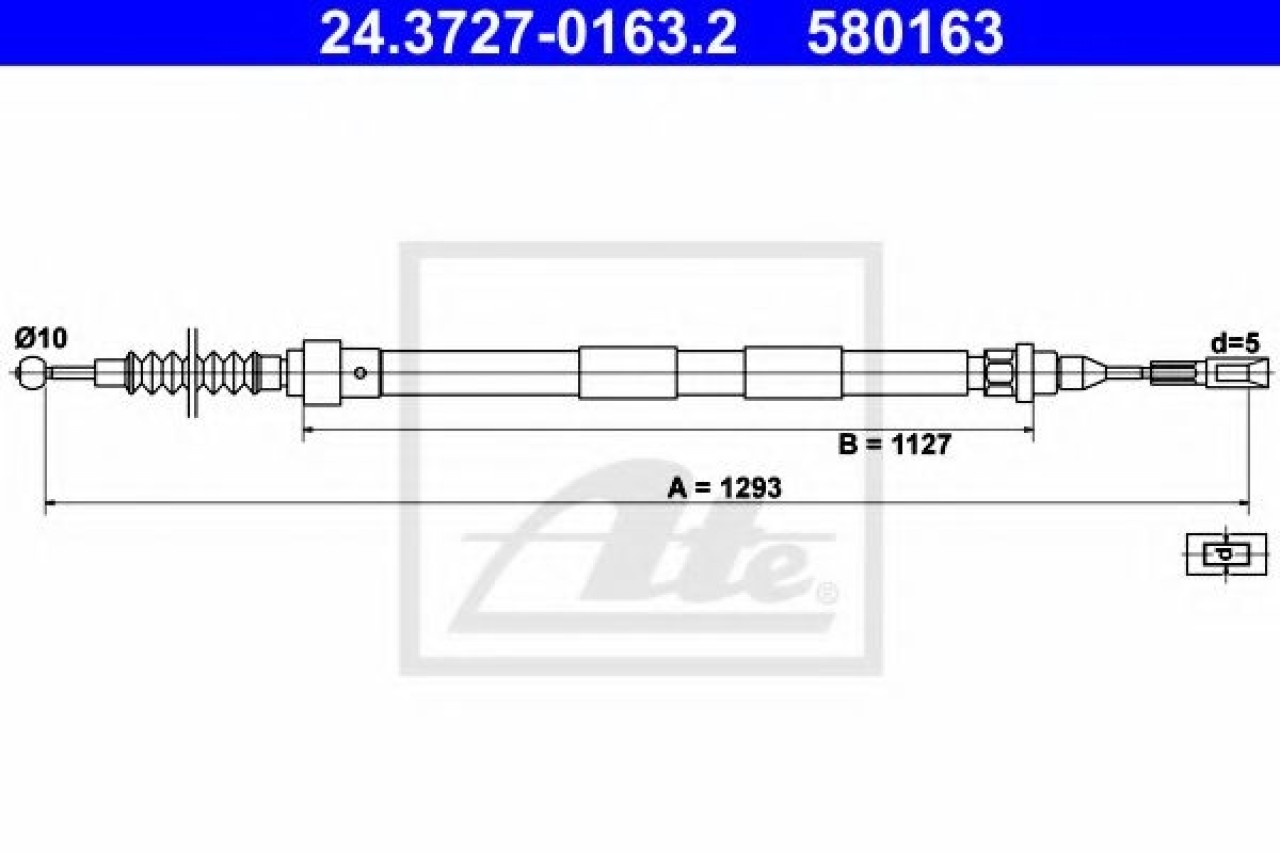 Cablu, frana de parcare SEAT ALHAMBRA (7V8, 7V9) (1996 - 2010) ATE 24.3727-0163.2 piesa NOUA