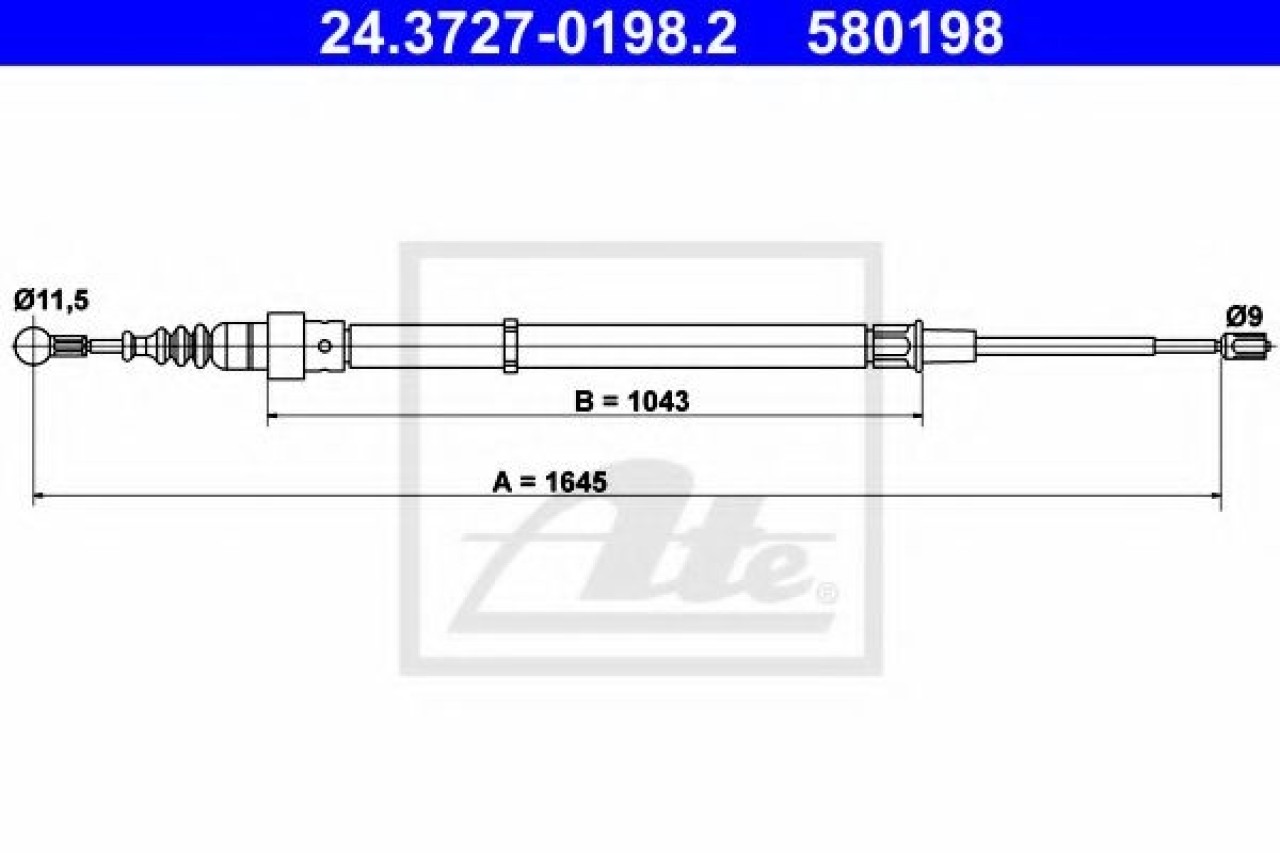 Cablu, frana de parcare SEAT IBIZA IV (6L1) (2002 - 2009) ATE 24.3727-0198.2 piesa NOUA