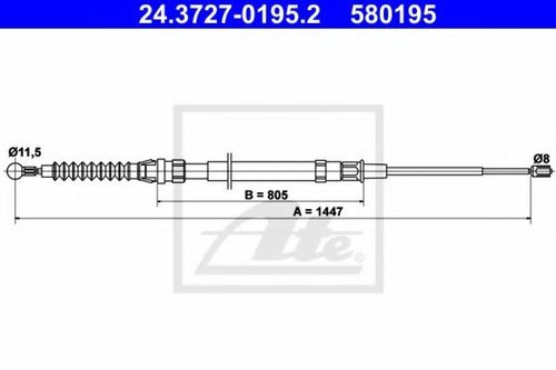 Cablu, frana de parcare SEAT LEON (1P1) (2005 - 2012) ATE 24.3727-0195.2 piesa NOUA