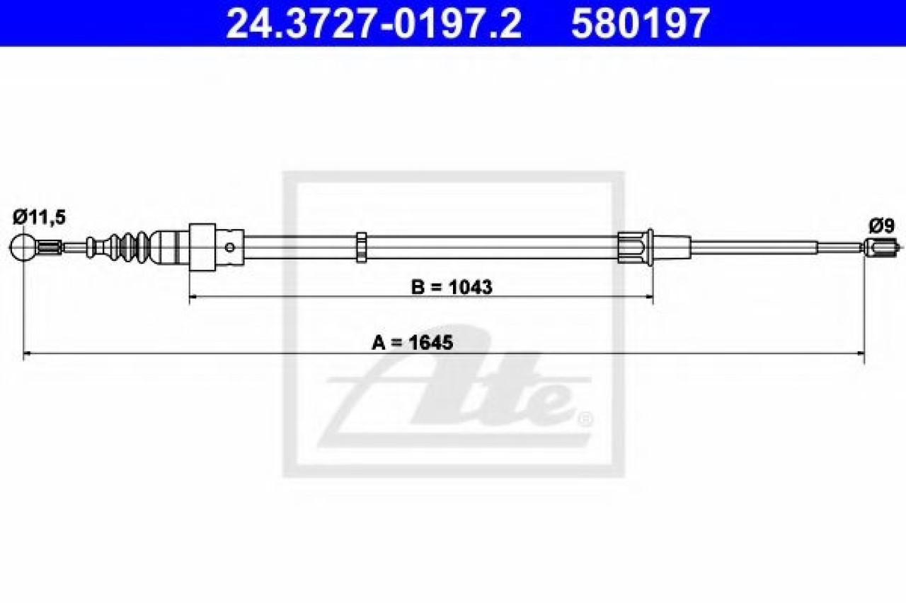 Cablu, frana de parcare SKODA FABIA II (2006 - 2014) ATE 24.3727-0197.2 piesa NOUA