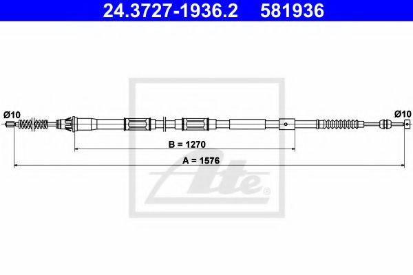 Cablu, frana de parcare TOYOTA AURIS (NRE15, ZZE15, ADE15, ZRE15, NDE15) (2006 - 2012) ATE 24.3727-1936.2 piesa NOUA
