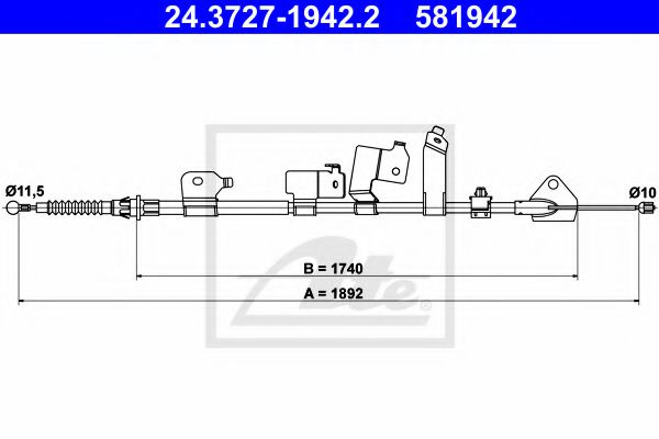 Cablu, frana de parcare TOYOTA AURIS TOURING SPORTS (ADE18, ZWE18, ZRE18) (2013 - 2016) ATE 24.3727-1942.2 piesa NOUA