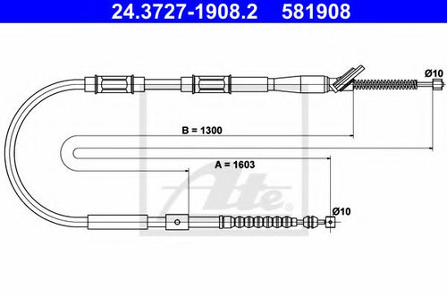 Cablu, frana de parcare TOYOTA COROLLA Hatchback (E11) (1997 - 2002) ATE 24.3727-1908.2 piesa NOUA