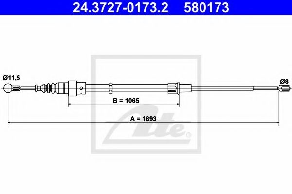 Cablu, frana de parcare VW BORA (1J2) (1998 - 2005) ATE 24.3727-0173.2 piesa NOUA