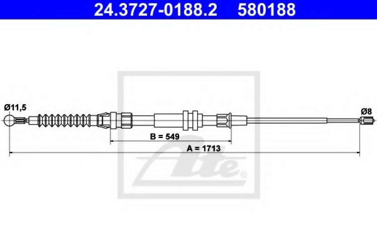 Cablu, frana de parcare VW CADDY III Caroserie (2KA, 2KH, 2CA, 2CH) (2004 - 2016) ATE 24.3727-0188.2 piesa NOUA