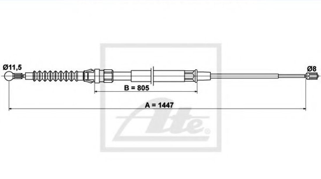 Cablu, frana de parcare VW EOS (1F7, 1F8) (2006 - 2016) ATE 24.3727-2708.2 piesa NOUA